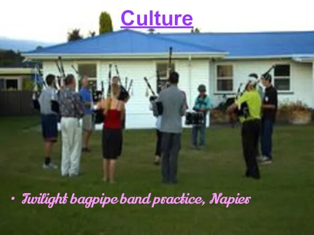 Culture Twilight bagpipe band practice, Napier