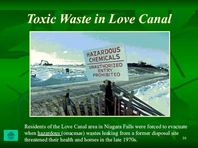 Toxic Waste in Love Canal Residents of the Love Canal area