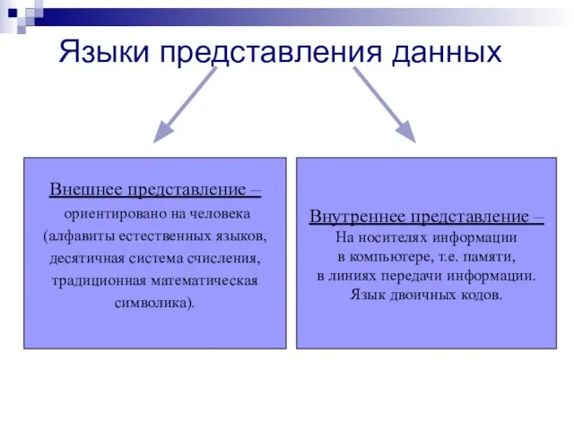 Языки представления данных - устройство ЭВМ, которое используется для записи, хранения