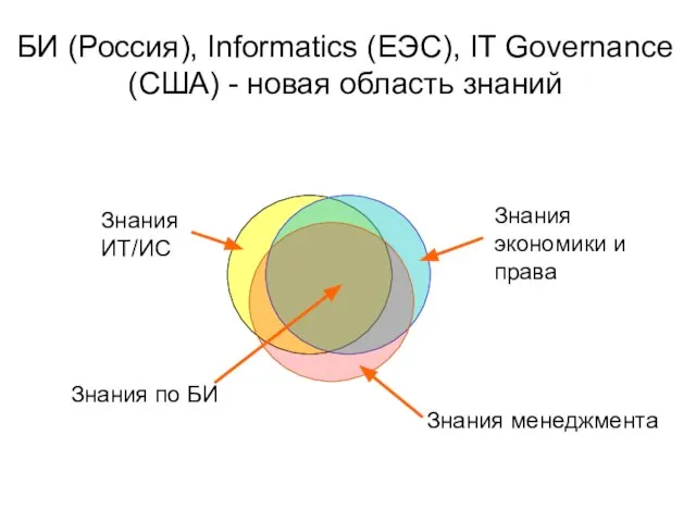 БИ (Россия), Informatics (ЕЭС), IT Governance (США) - новая область знаний