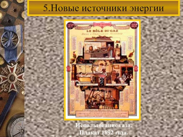 5.Новые источники энергии Использование газа. Плакат 1892 года.