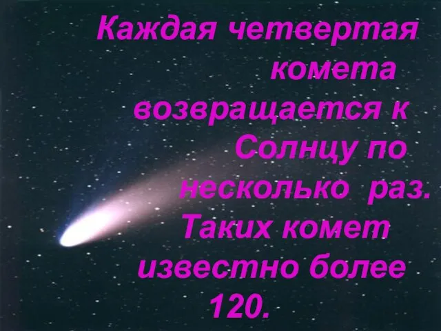 Каждая четвертая комета возвращается к Солнцу по несколько раз. Таких комет известно более 120.