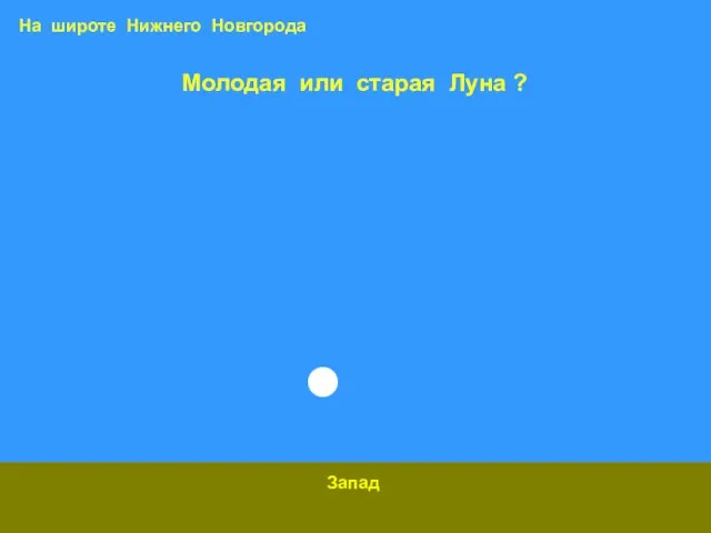 Молодая или старая Луна ? Запад На широте Нижнего Новгорода