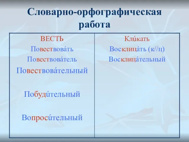 Словарно-орфографическая работа