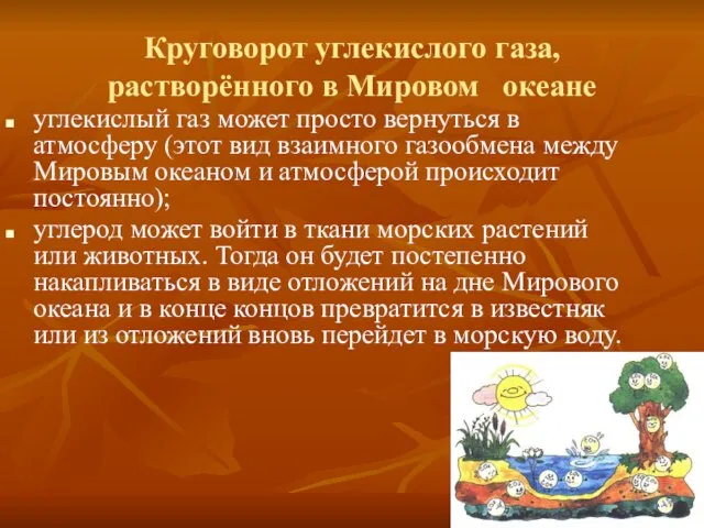 Круговорот углекислого газа, растворённого в Мировом океане углекислый газ может просто