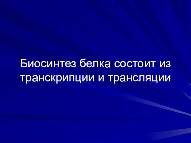 Биосинтез белка состоит из транскрипции и трансляции