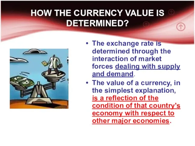 HOW THE CURRENCY VALUE IS DETERMINED? The exchange rate is determined