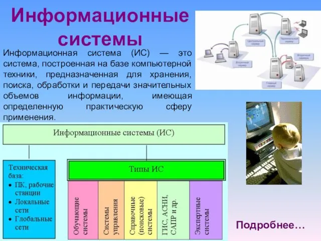 Информационные системы Информационная система (ИС) — это система, построенная на базе