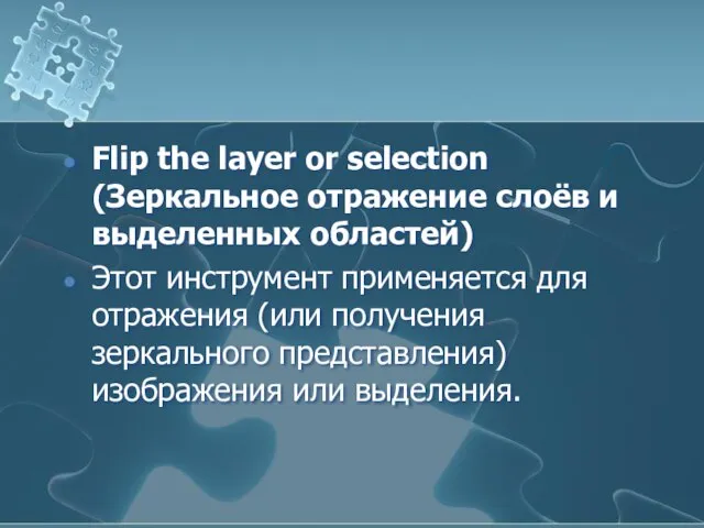 Flip the layer or selection (Зеркальное отражение слоёв и выделенных областей)