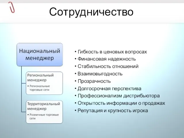 Сотрудничество Гибкость в ценовых вопросах Финансовая надежность Стабильность отношений Взаимовыгодность Прозрачность