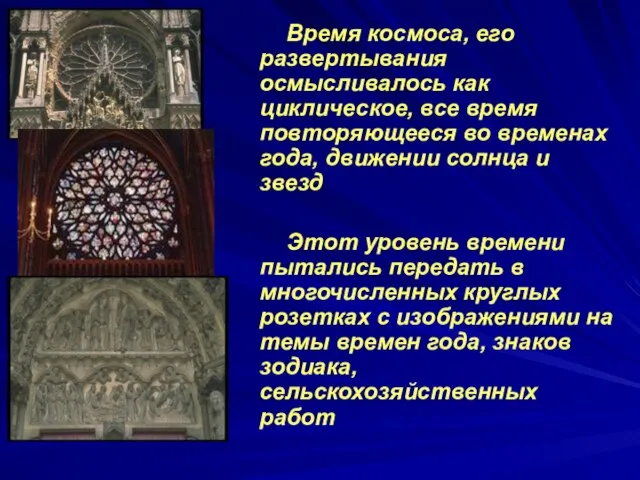 Время космоса, его развертывания осмысливалось как циклическое, все время повторяющееся во