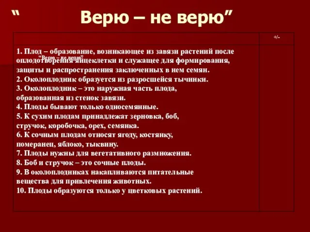 “Верю – не верю” “ Верю – не верю”