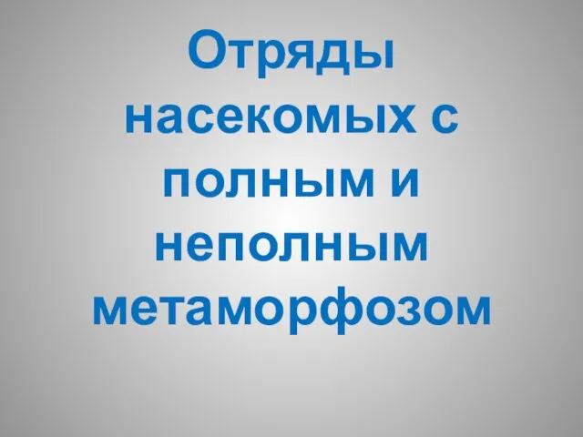 Отряды насекомых с полным и неполным метаморфозом