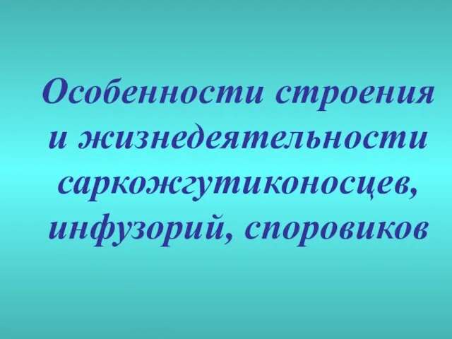 Особенности строения и жизнедеятельности саркожгутиконосцев, инфузорий, споровиков