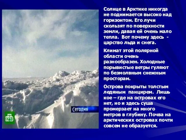 Солнце в Арктике никогда не поднимается высоко над горизонтом. Его лучи