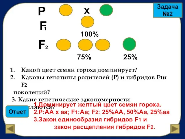 Задача №2 P F 1 х 100% F 2 75% 25%