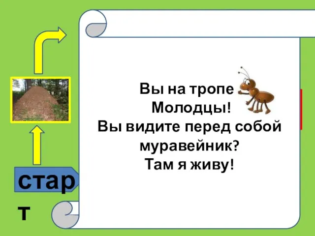 старт ? ? Это надо знать Вы на тропе! Молодцы! Вы