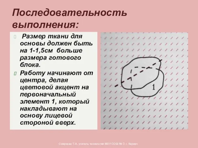 Размер ткани для основы должен быть на 1-1,5см больше размера готового