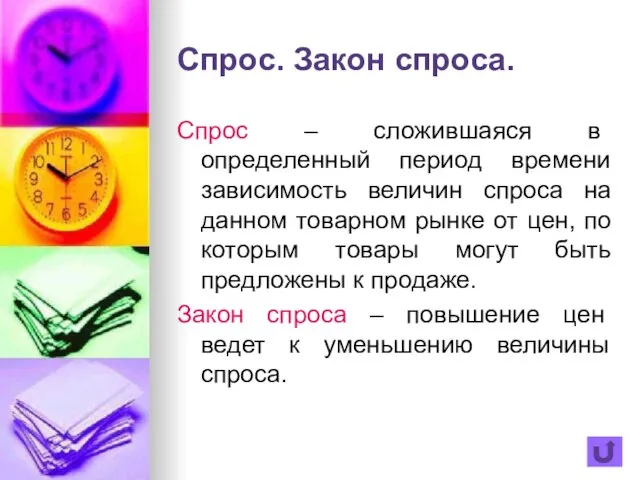 Спрос. Закон спроса. Спрос – сложившаяся в определенный период времени зависимость