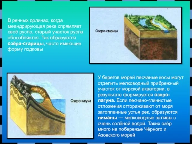 У берегов морей песчаные косы могут отделить мелководный прибрежный участок от