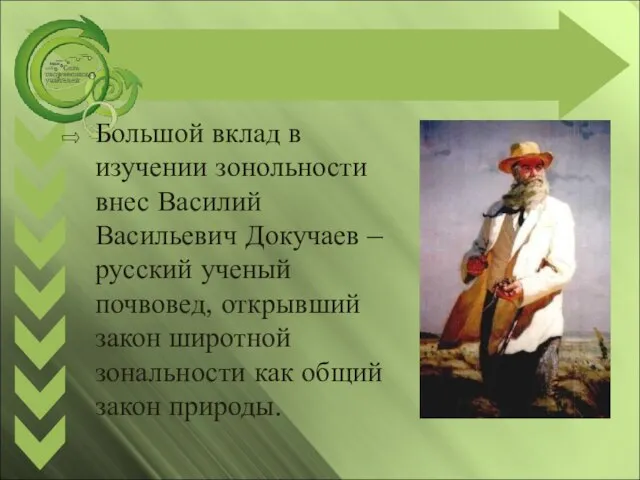 Большой вклад в изучении зонольности внес Василий Васильевич Докучаев – русский