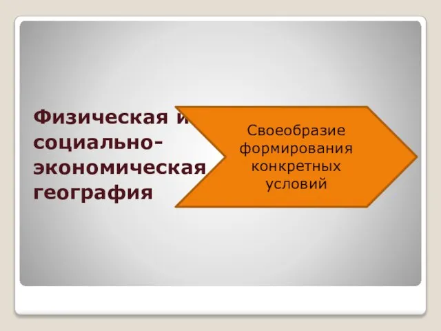 Физическая и социально- экономическая география Своеобразие формирования конкретных условий