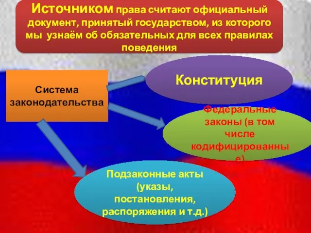 Источником права считают официальный документ, принятый государством, из которого мы узнаём