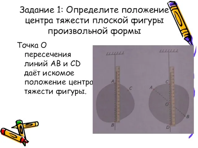 Задание 1: Определите положение центра тяжести плоской фигуры произвольной формы Точка