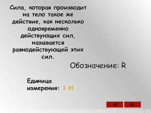 Сила, которая производит на тело такое же действие, как несколько одновременно