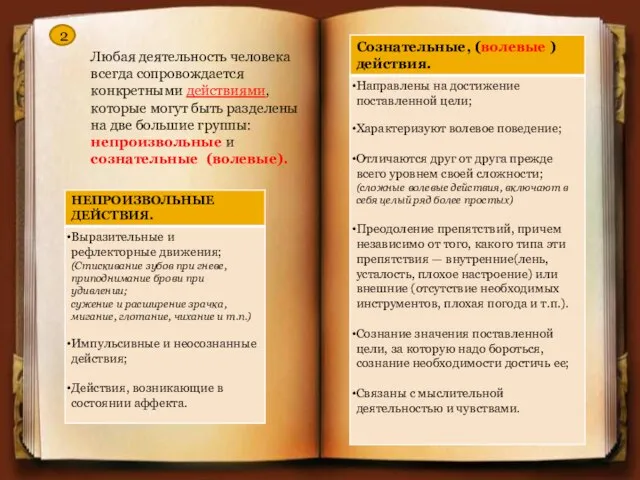 2 Любая деятельность человека всегда сопровождается конкретными действиями, которые могут быть