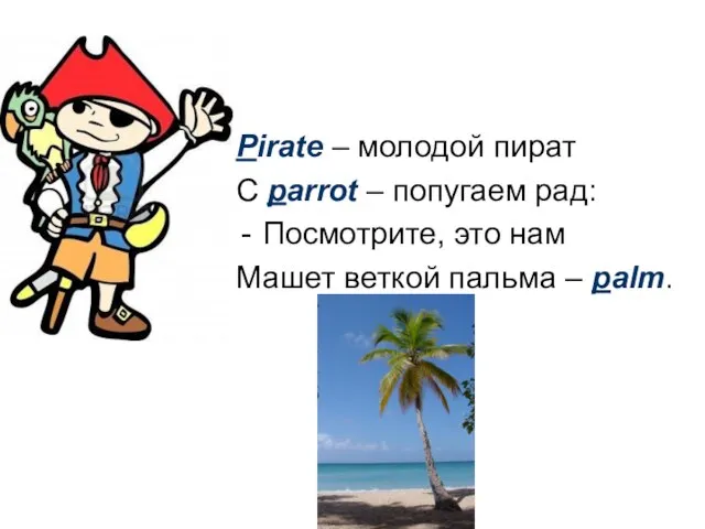 Pirate – молодой пират С parrot – попугаем рад: Посмотрите, это