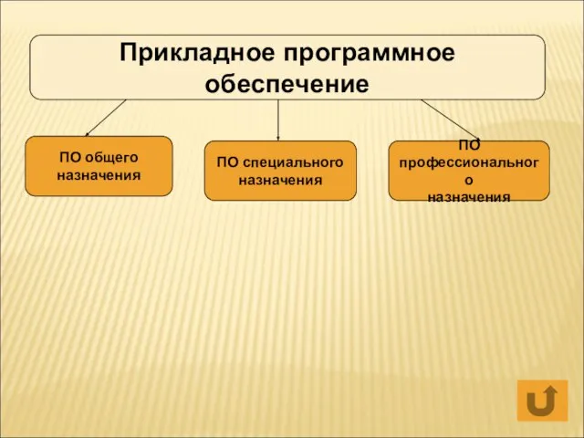 Прикладное программное обеспечение ПО общего назначения ПО специального назначения ПО профессионального назначения