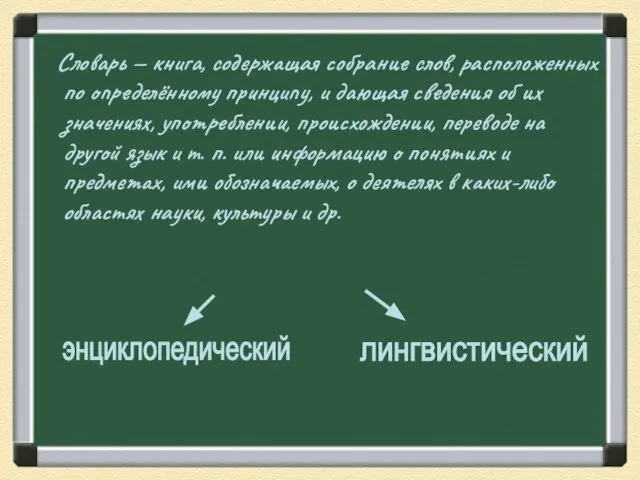 Словарь — книга, содержащая собрание слов, расположенных по определённому принципу, и