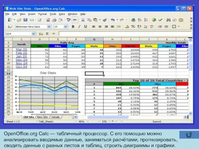 OpenOffice.org Calc — табличный процессор. С его помощью можно анализировать вводимые