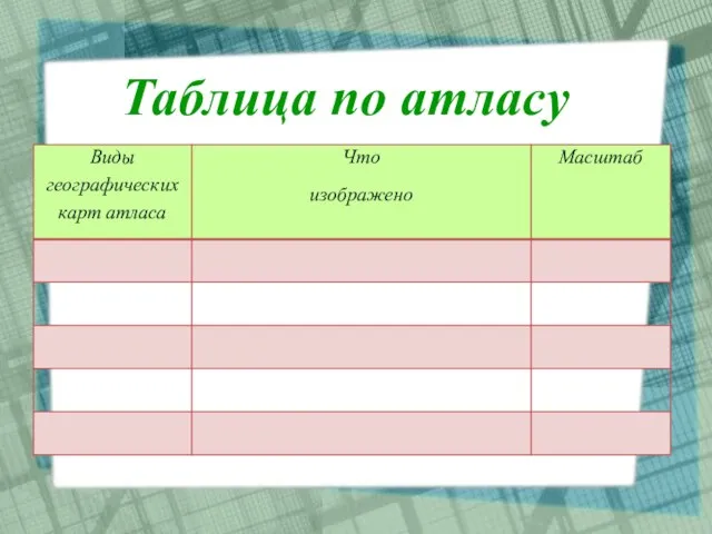 Таблица по атласу