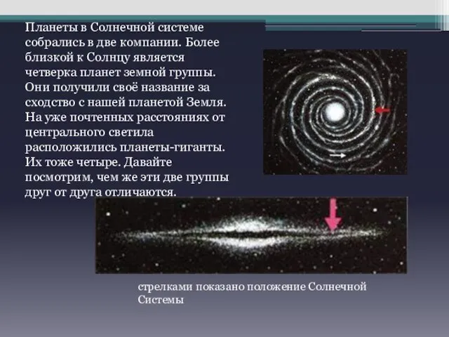 стрелками показано положение Солнечной Системы Планеты в Солнечной системе собрались в