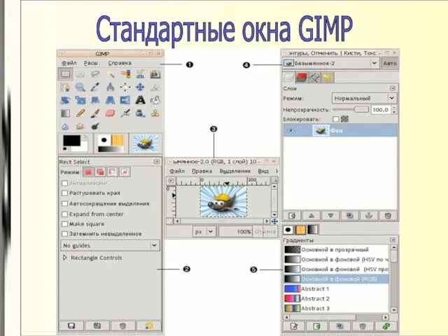 Стандартные окна GIMP