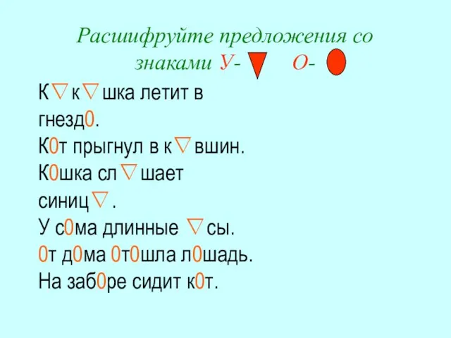 Ккшка летит в гнезд0. К0т прыгнул в квшин. К0шка слшает синиц.