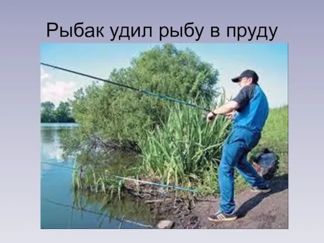 Рыбак удил рыбу в пруду