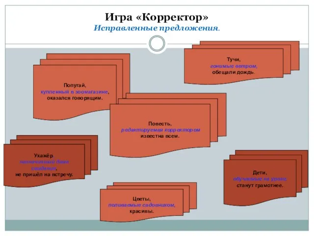 Игра «Корректор» Исправленные предложения. Ухажёр, назначивший даме свидание, не пришёл на