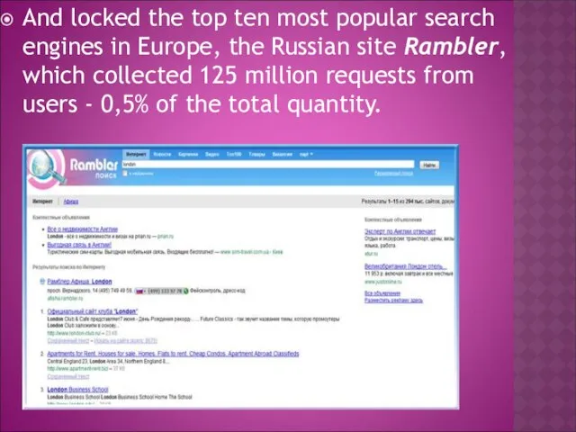 And locked the top ten most popular search engines in Europe,