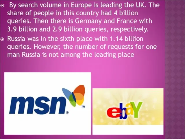 By search volume in Europe is leading the UK. The share