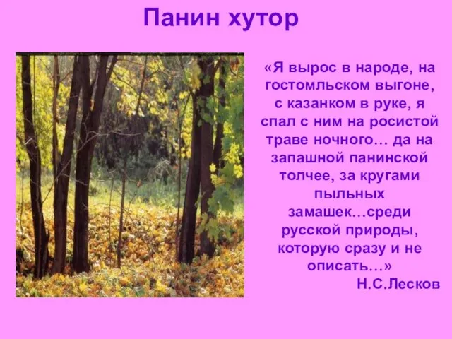 Панин хутор «Я вырос в народе, на гостомльском выгоне, с казанком