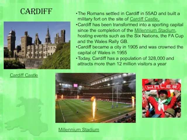 Cardiff Cardiff Castle Millennium Stadium The Romans settled in Cardiff in