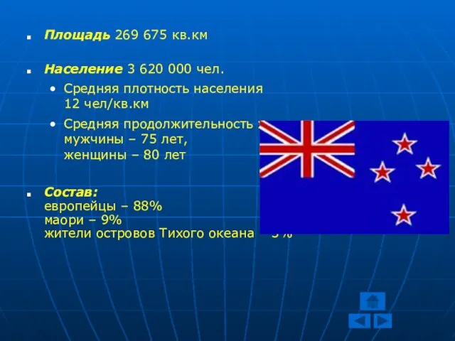 Площадь 269 675 кв.км Население 3 620 000 чел. Средняя плотность