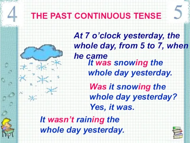 THE PAST CONTINUOUS TENSE THE PAST CONTINUOUS TENSE At 7 o’clock