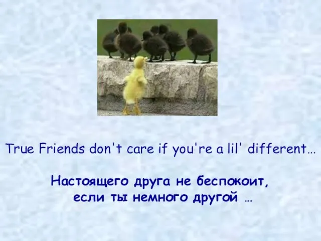 True Friends don't care if you're a lil' different… Настоящего друга