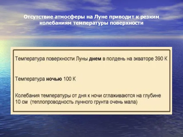 Отсутствие атмосферы на Луне приводит к резким колебаниям температуры поверхности