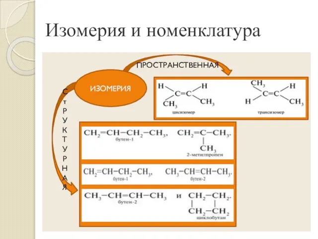 Изомерия и номенклатура С т Р У К Т У Р Н А Я ПРОСТРАНСТВЕННАЯ ИЗОМЕРИЯ