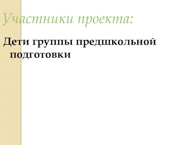 Участники проекта: Дети группы предшкольной подготовки